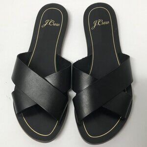J. Crew Cyprus Black Leather Criss Cross Sandals